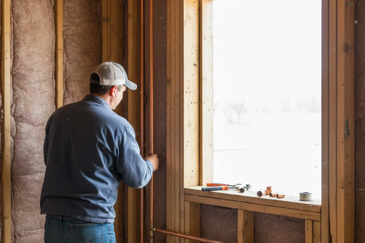 Licensed plumber running new copper supply lines in a Dwarf home