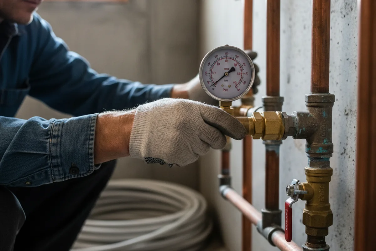 Pressure testing a repaired line during Water Line Repair in Dwarf